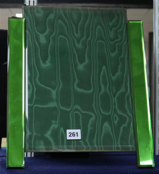 An Art Deco green glass photograph frame 9 x 32cm